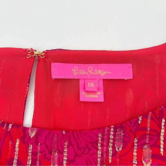 Lilly Pulitzer Alfreda Long Sleeve Top in Amaryllis Red Secret Hideaway Size 16 - Picture 11 of 13